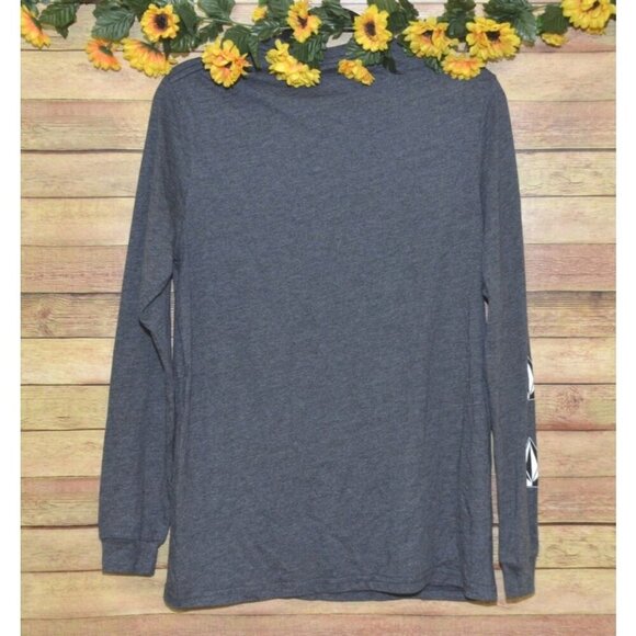Volcom Men's M Unisex Gray Skater Long Sleeve Pullover T-Shirt Logo Layer Casual - Picture 5 of 7